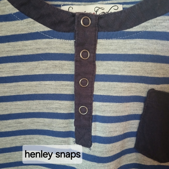 Soverign Code Boys Striped Blue And Gray Snap Henley Size XL - Picture 10 of 10